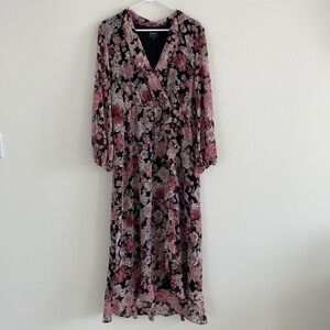 BARDOT Boho Side Slit Floral Maxi Chiffon Dress